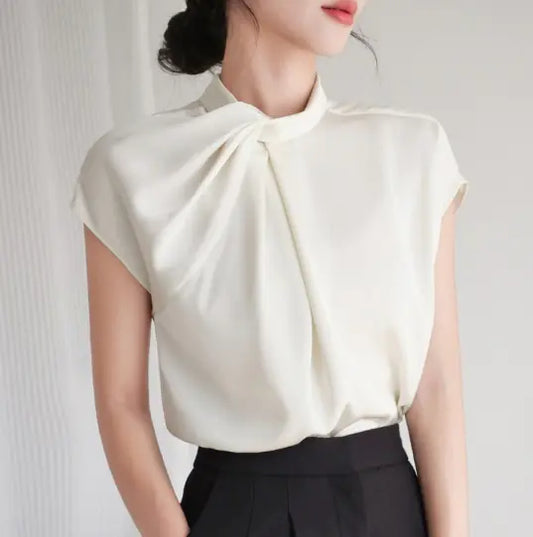 Chic Stand Collar Work Shirt