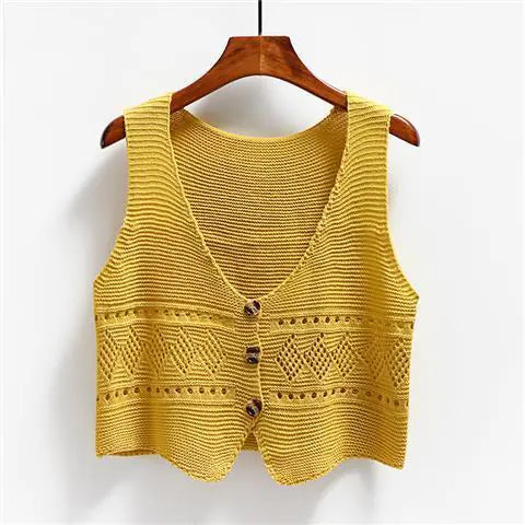 Chic Hollow-Out Sleeveless Knit Vest