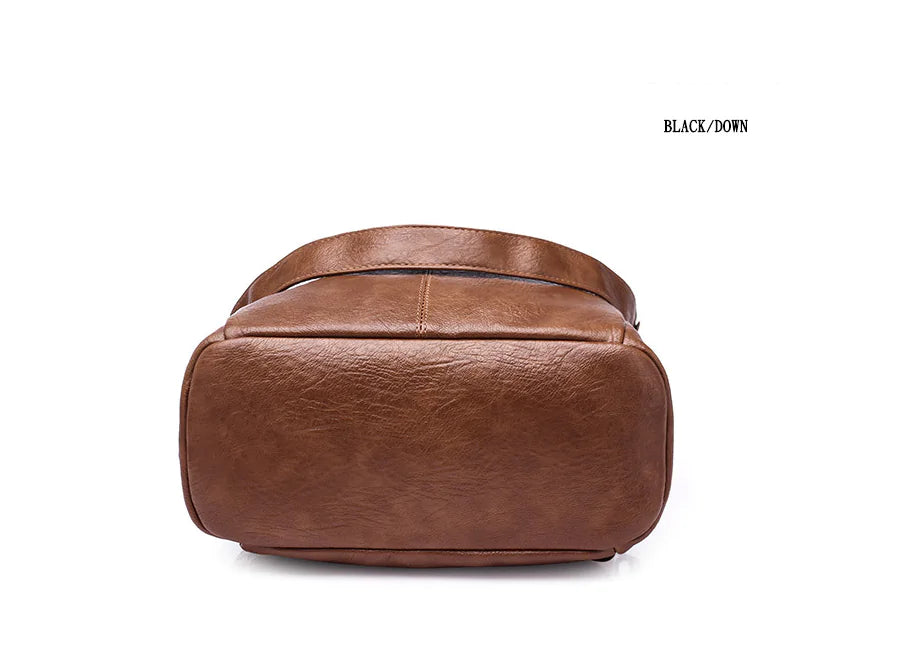 Women's PU Leather Backpack - Stylish Dual Shoulder Bag