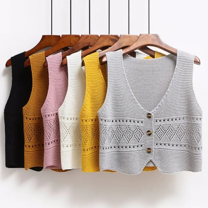 Chic Hollow-Out Sleeveless Knit Vest