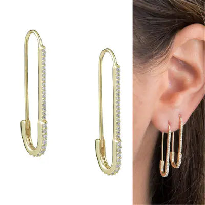 Chic Geometric Studs with Rhinestone