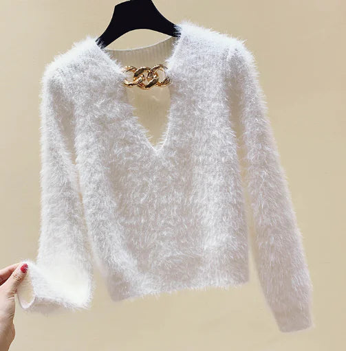 Chic Black Chain Sweater for Women